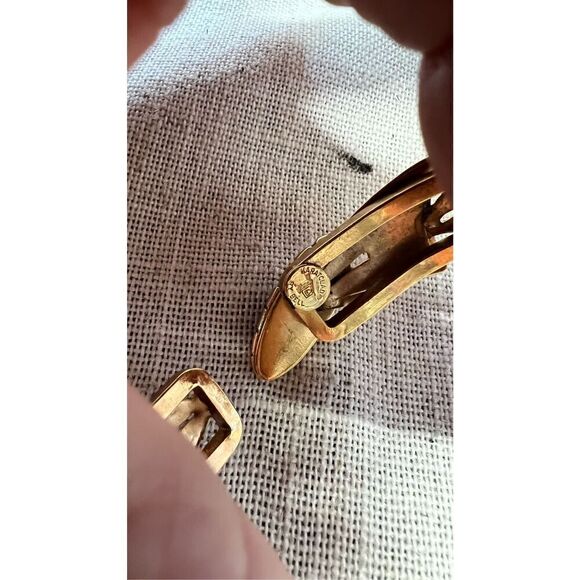 Karatclad by Bell Vintage Gold Tone Bracelet Jade Stone - Picture 13 of 13